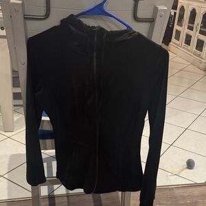 Love Tree Black fitted zip up with pockets & hood.